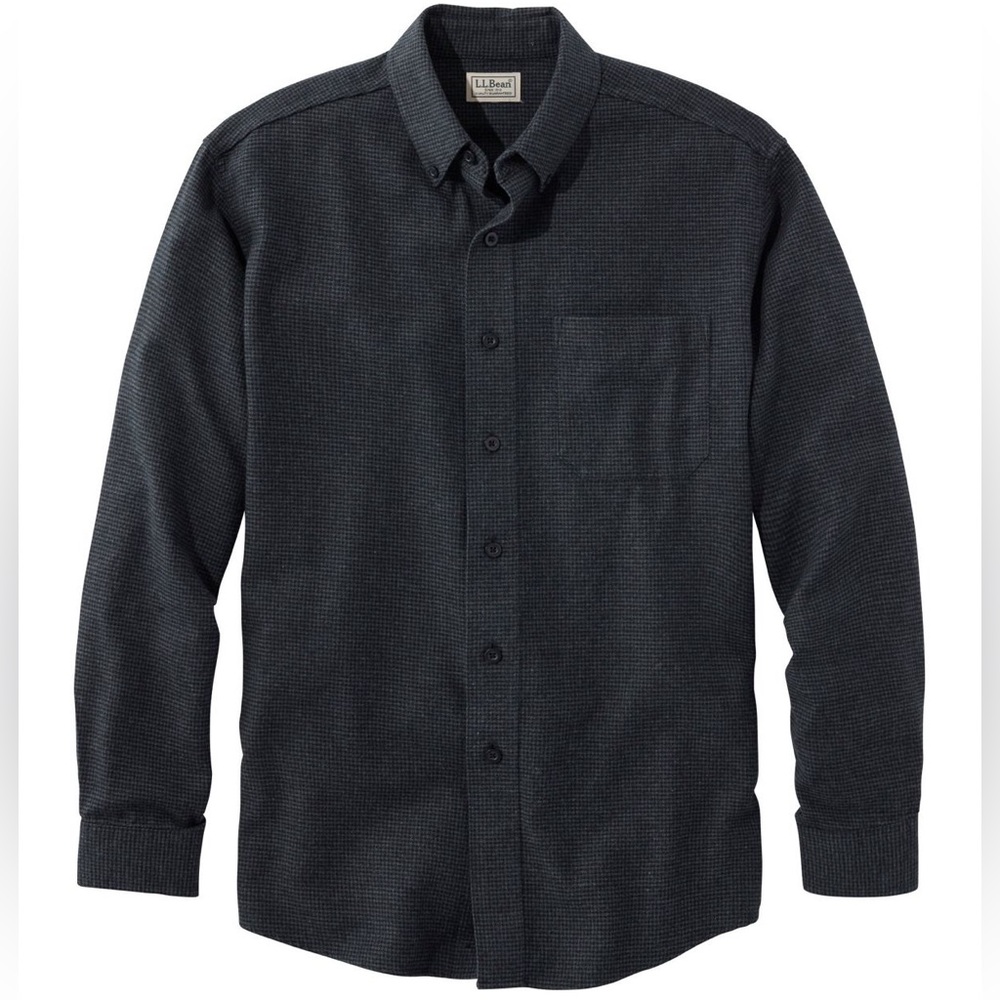 L.L. Bean Men's Wicked Good Flannel Shirt 100% Cotton XXL Gray Houndstooth